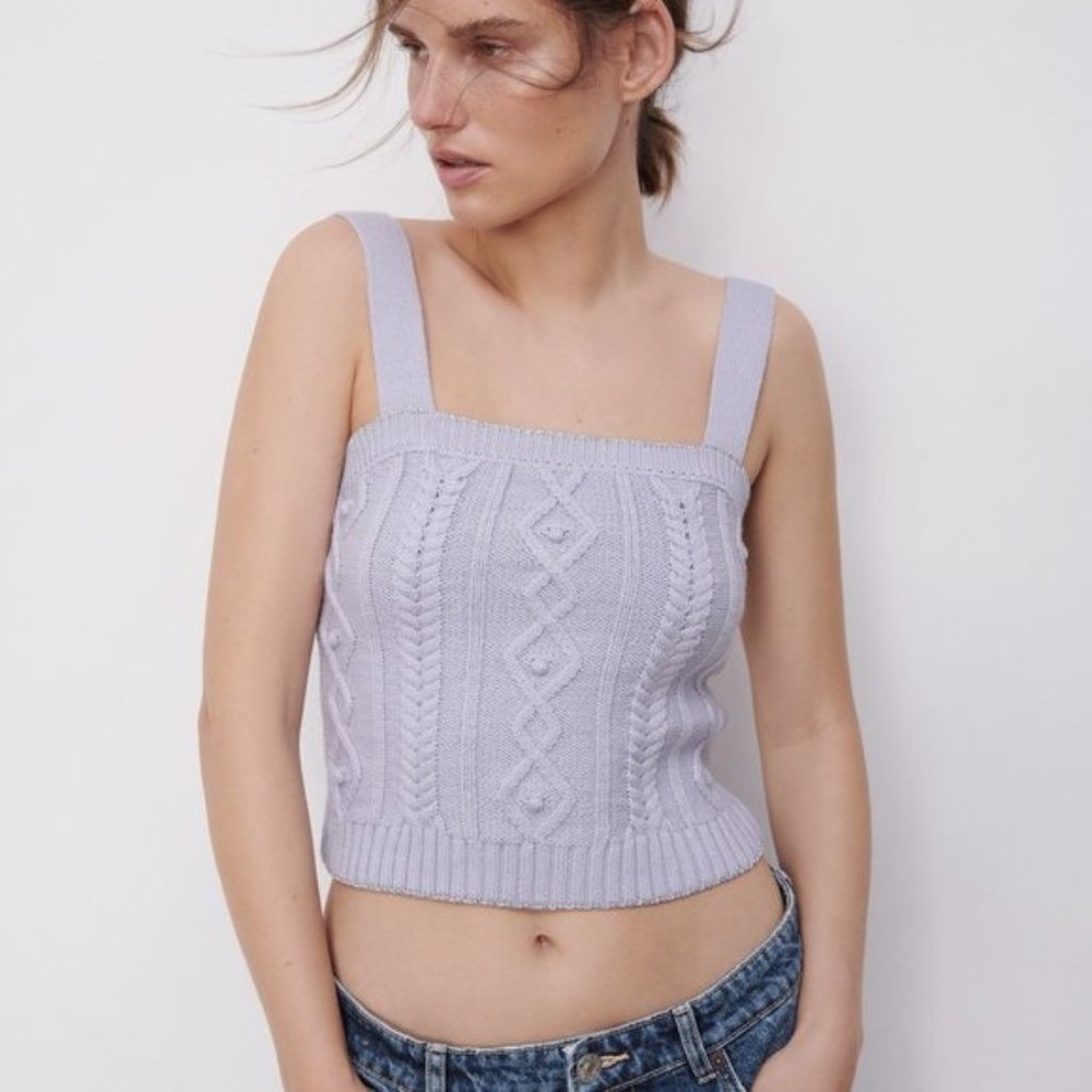 ZARA Cable Knit Cropped Top